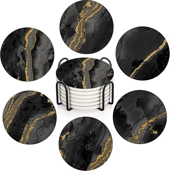Gold AccentedMarbleCoasters