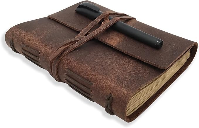 Leather Journal Notebook with Pen Holder