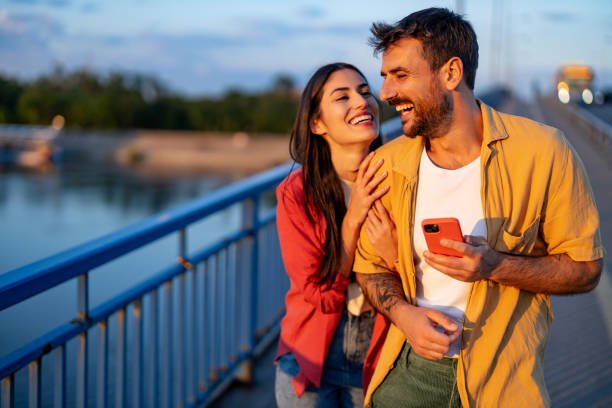 couple laughing together
