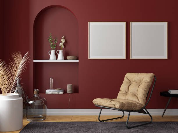 velvet chair in a small room