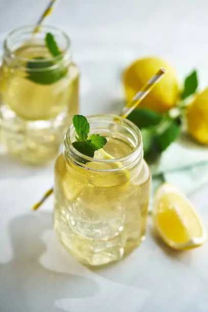 sweet iced tea with lemon slices sweet iced tea with lemon slices
