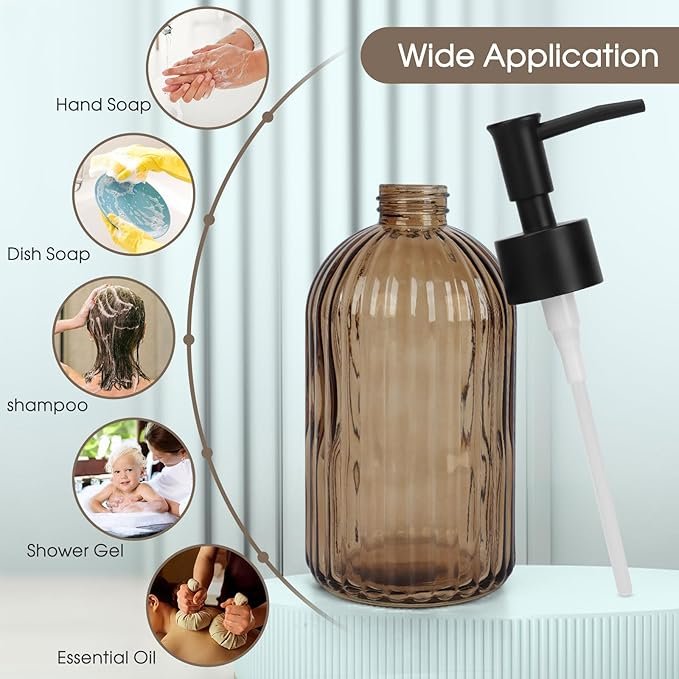 Amber Glass Soap Dispensers
