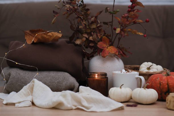 A cozy fall image featuring an Elite Wellness Routine setup, including an affordable essential oil diffuser and a soft blanket.