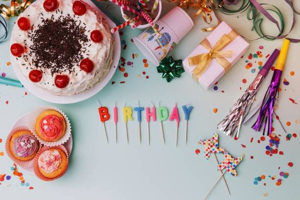 word birthday candles party accessories cake blue backdrop