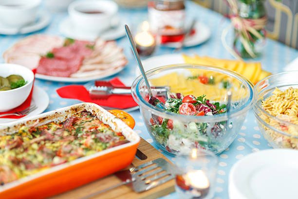 brunch table. very soft focus.