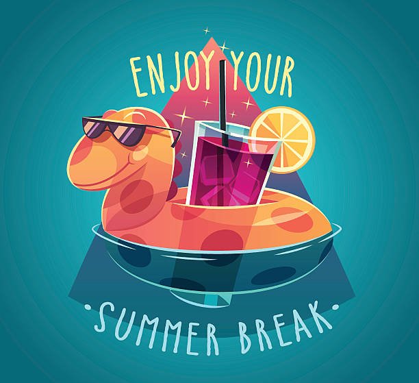 rubber ring, cocktail, sunglasses. vector illustration.