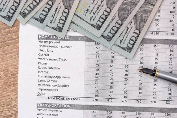 income statement financial report with us dollar, pen